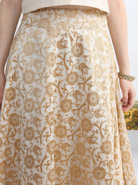 Vishudh Ethnic Motifs Woven Design Top & Skirt With A-Line Jacket