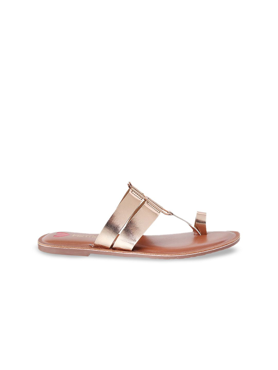 Metro Women Rose Gold Ethnic One Toe Flats