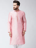 SOJANYA Men Pink Solid Straight Kurta