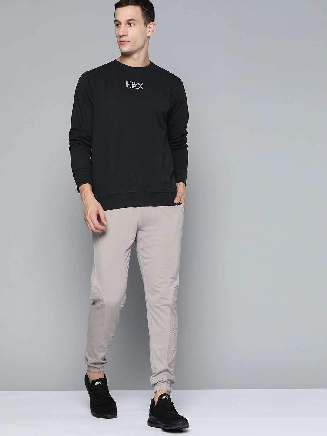 HRX by Hrithik Roshan Men Black Brand Logo Printed  Sweatshirt