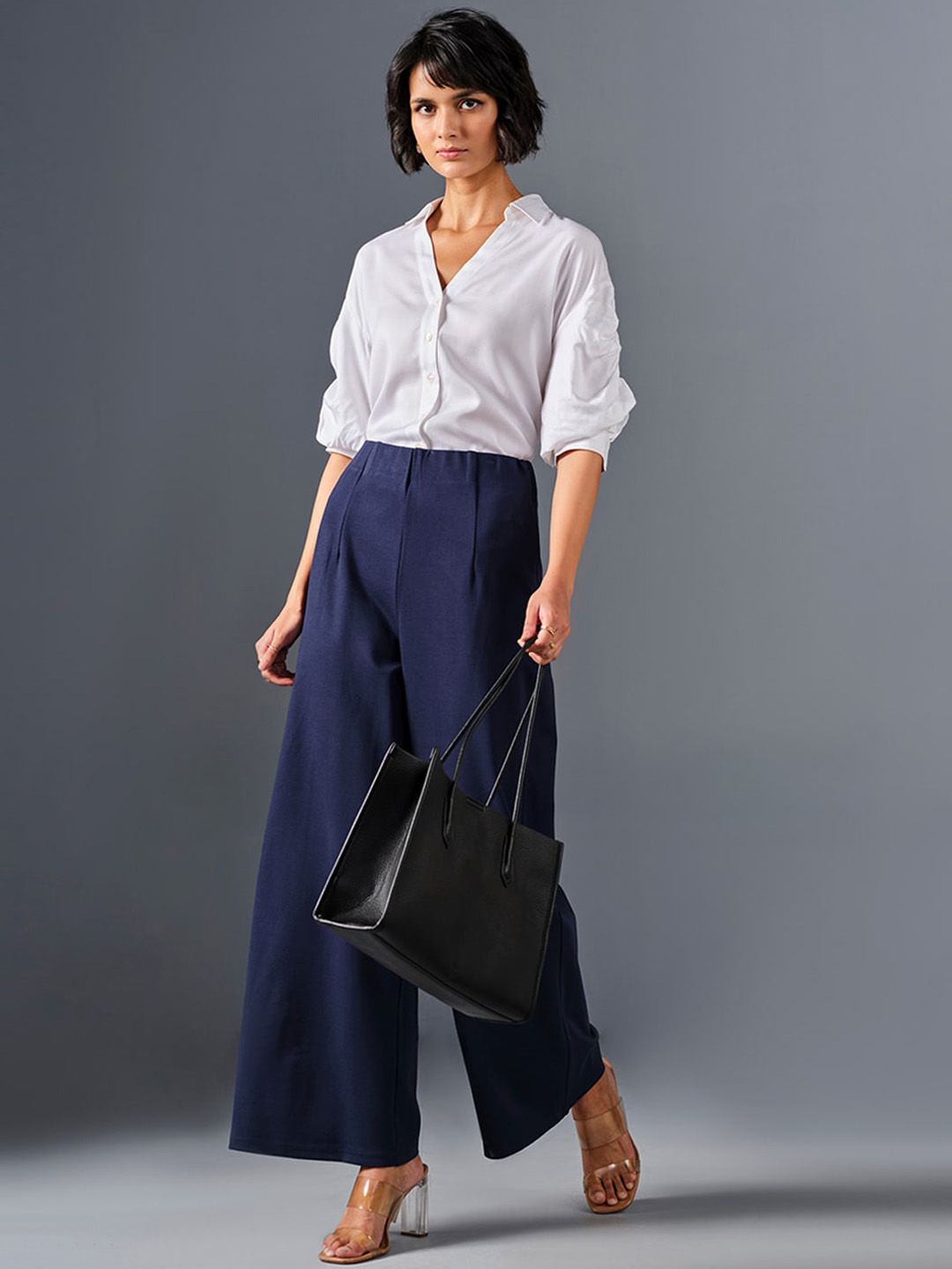 AND Women Mid Rise Flared Parallel Trousers