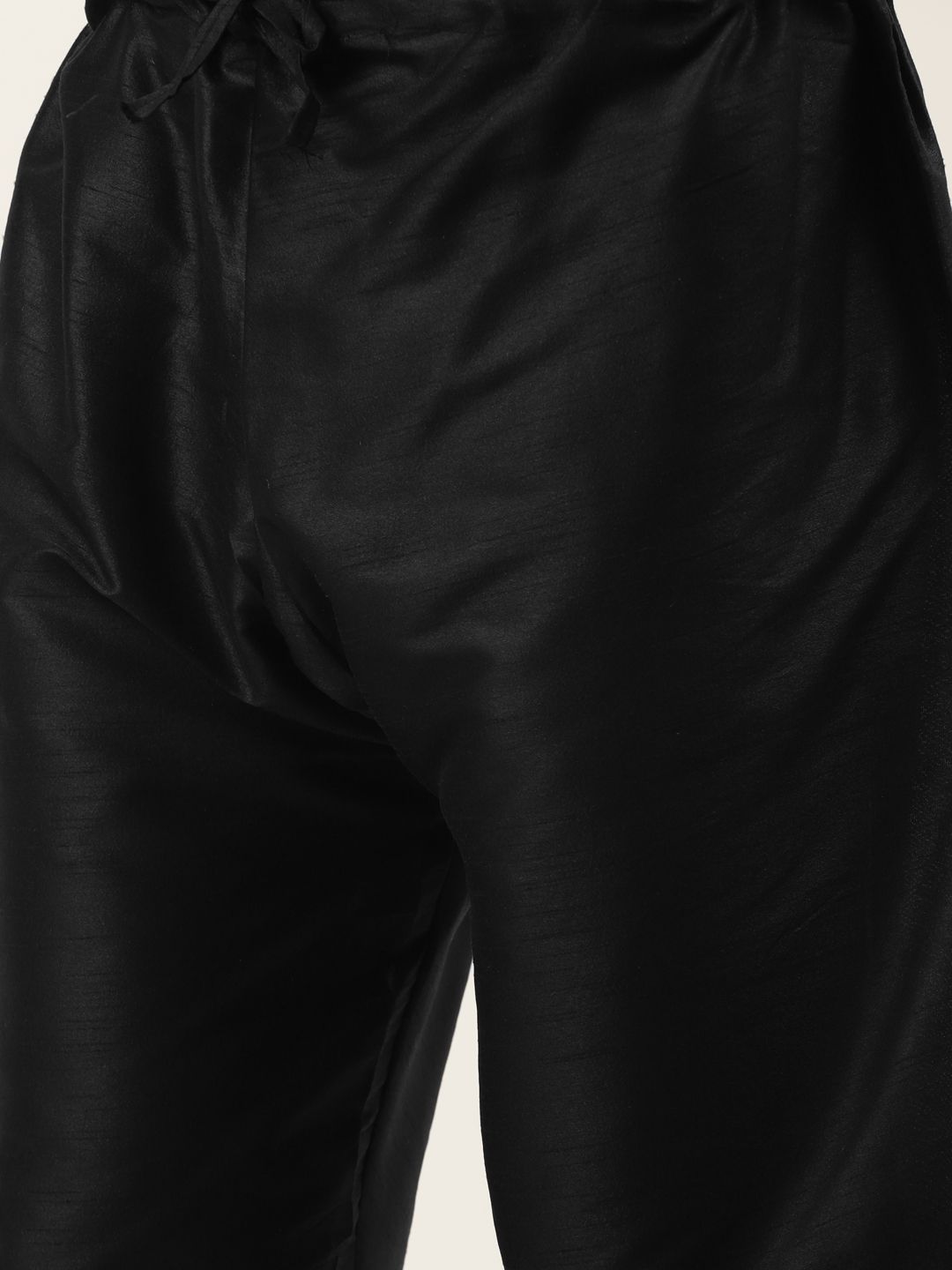 SOJANYA Men Black Solid Kurta with Churidar & Nehru Jacket