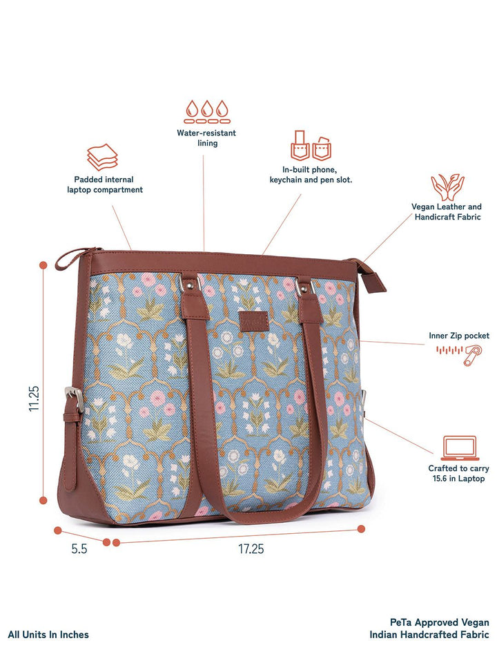 ZOUK Women Blue Floral Printed Laptop Bag