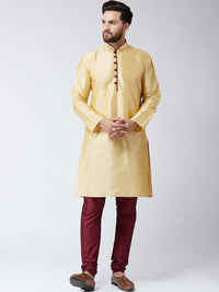 SOJANYA Kurta Lurus Pepejal Berwarna Emas Lelaki