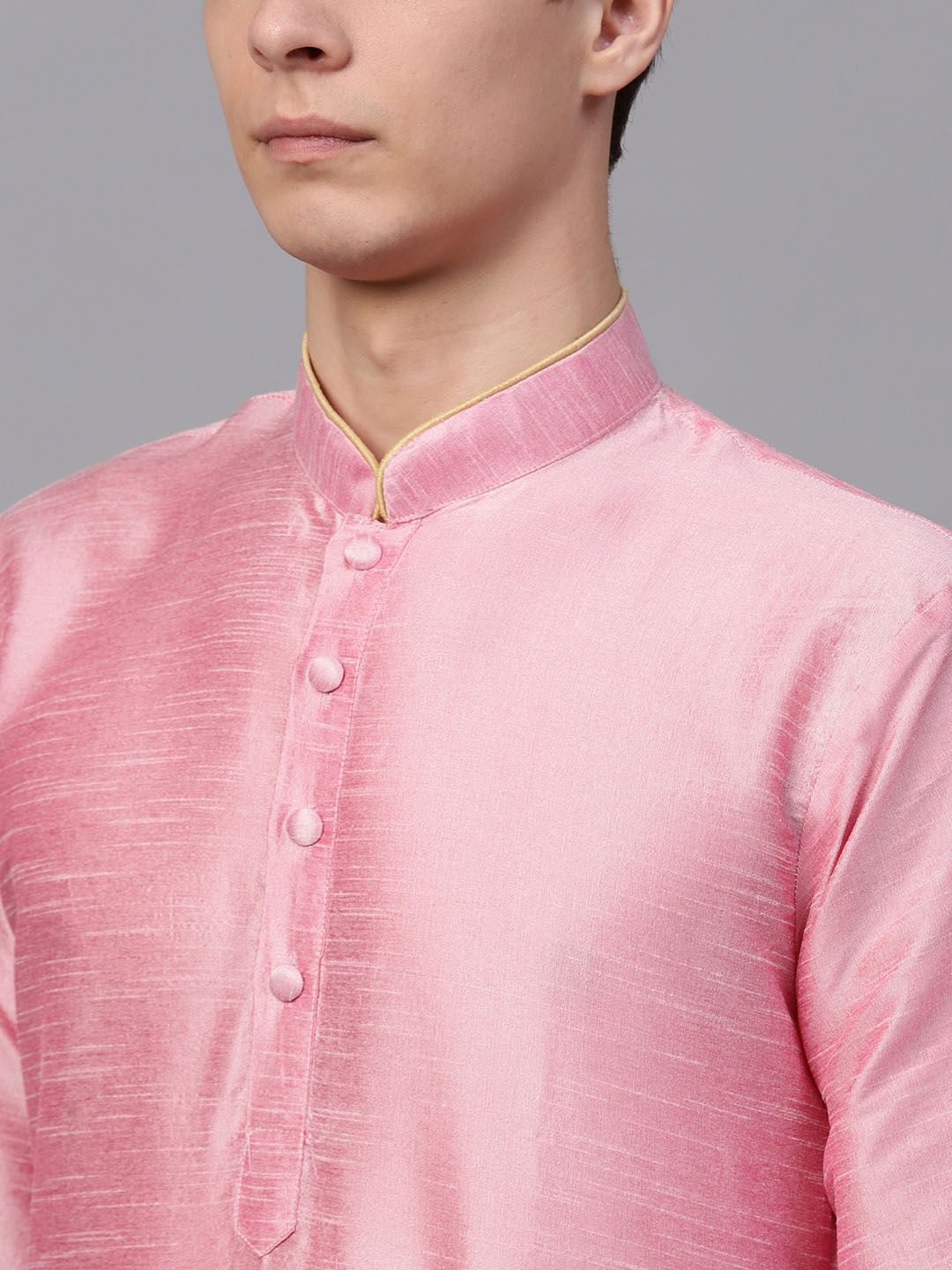 SOJANYA Men Pink Solid Kurta Lurus