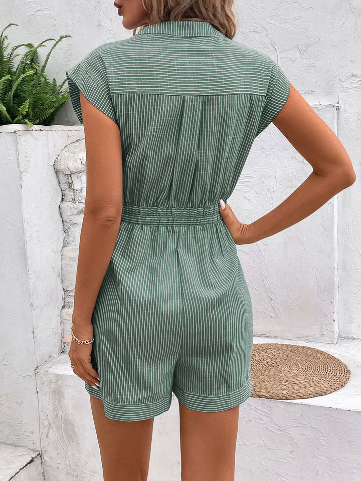 DressBerry Waist Tie-Up Striped Playsuit