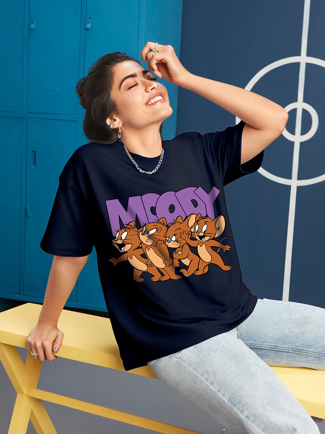 Bewakoof Jerry Printed Round Neck Cotton Oversized T-shirt