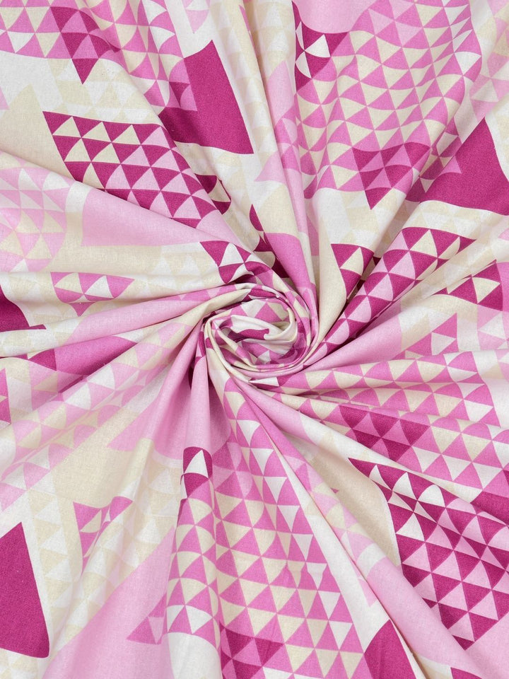 BOMBAY DYEING Epigram Pink Printed Pure Cotton 120 TC Queen Bedsheet Set 2.24 m X 2.54 m