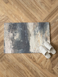 URBAN SPACE Grey Abstract Printed Anti-Skid Carpet