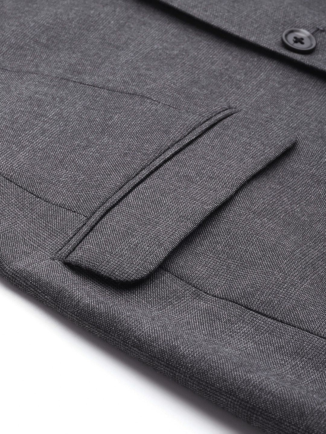 Raymond Self-Checked Slim Fit Single-Breasted Formal Blazer