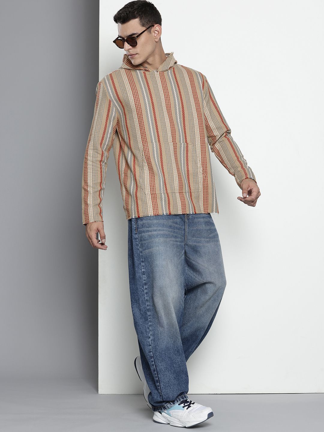The Indian Garage Co. Relaxed Fit Striped Hooded Sweatshirt