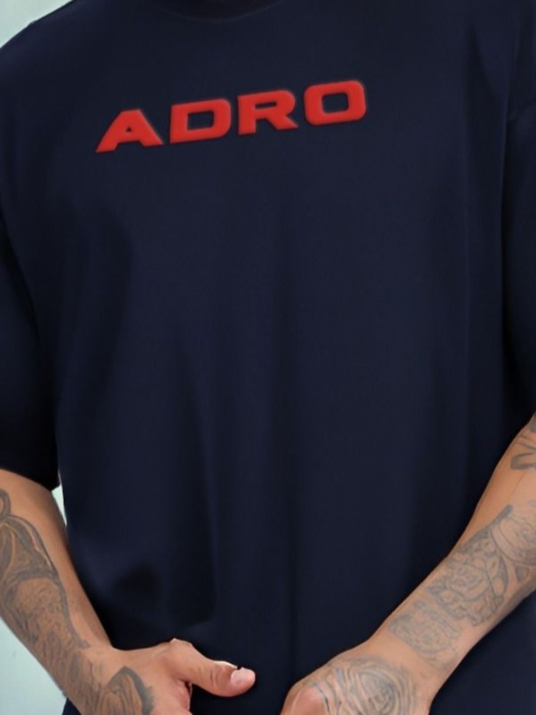 ADRO Graphic Printed Drop-Shoulder Sleeves Cotton Oversized T-shirt