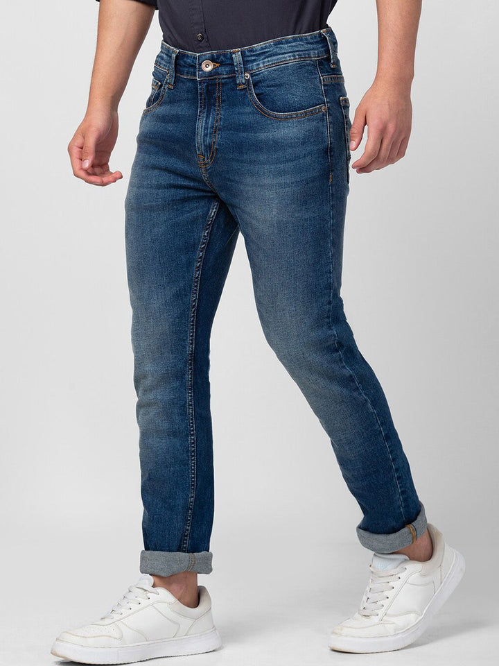 SPYKAR Men Slim Fit Low-Rise Heavy Fade Stretchable Cotton Jeans