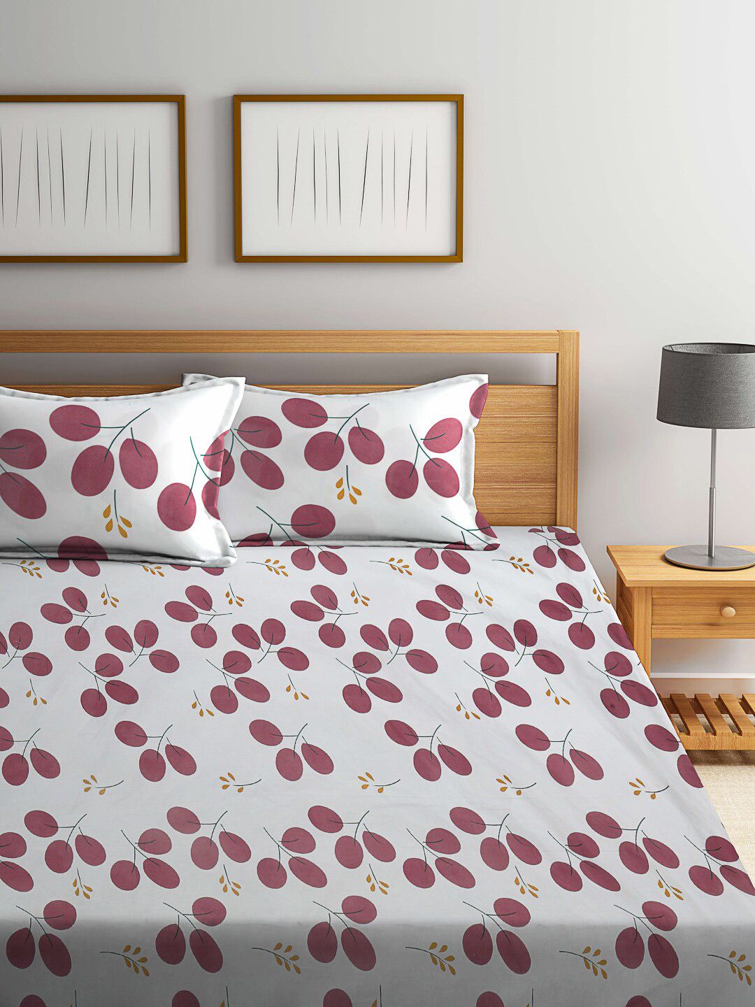 KLOTTHE Kapas Bunga 300 TC Dilengkapi Cadar Double Halus dengan 2 Sarung Bantal-250 x 225 cm