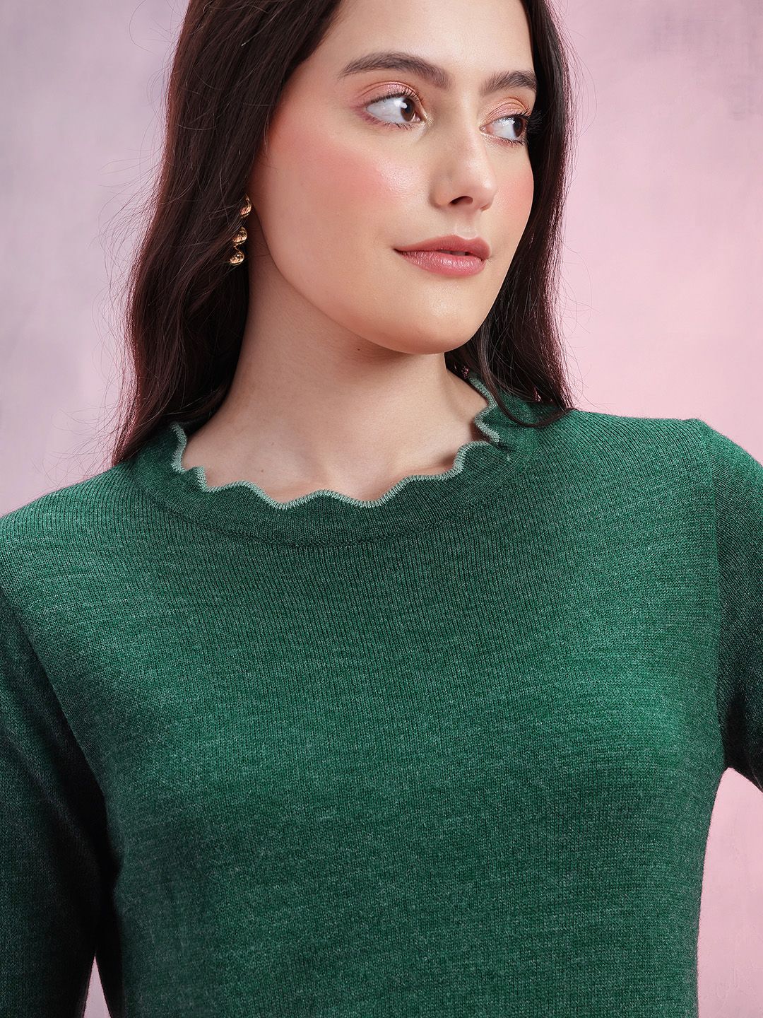 DressBerry Solid Round Neck Long Sleeves Pullover