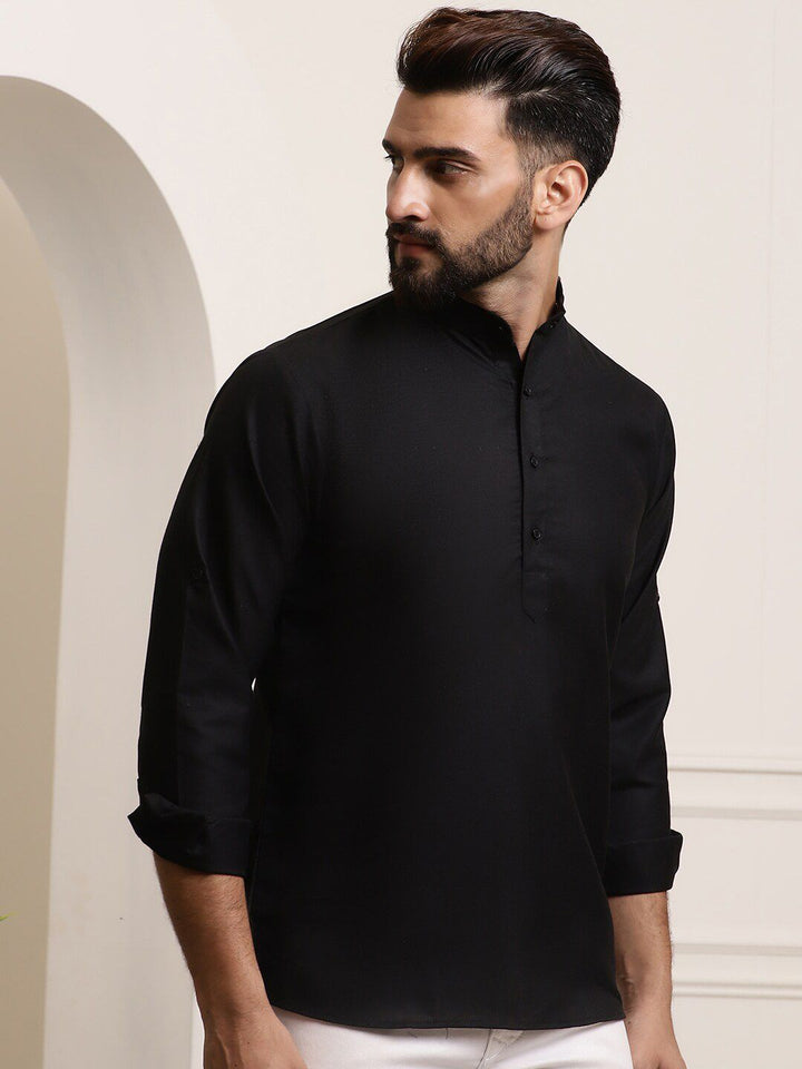 SOJANYA Lelaki Black Thread Work Kurta