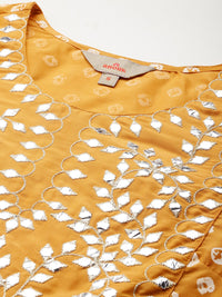 Anouk Bandhani Printed Mirror Work Embellished Kurta Set