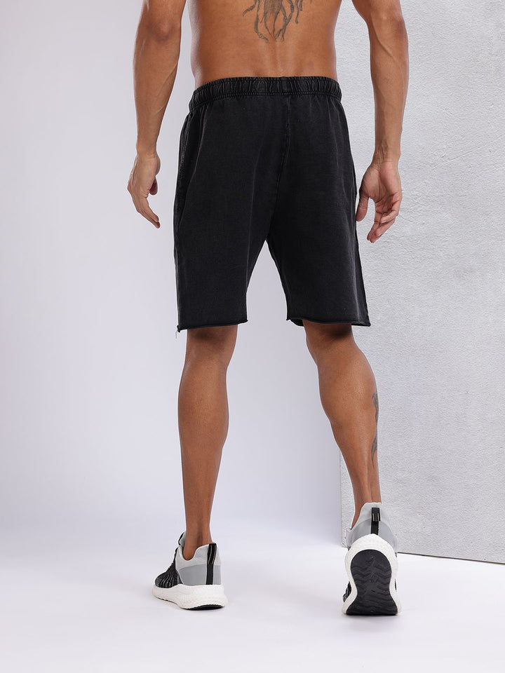 HRX by Hrithik Roshan Men Brand Logo Print Pure Cotton Washed Effect Training Shorts