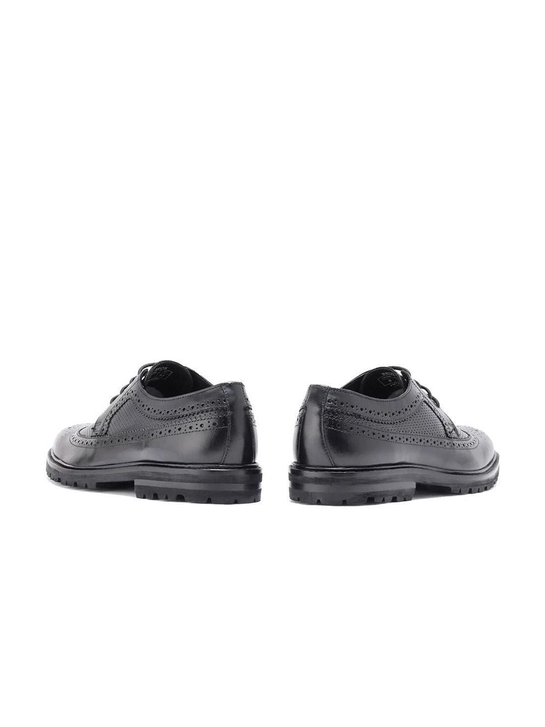 RARE RABBIT Men Textured Round Toe Leather Formal Brogues