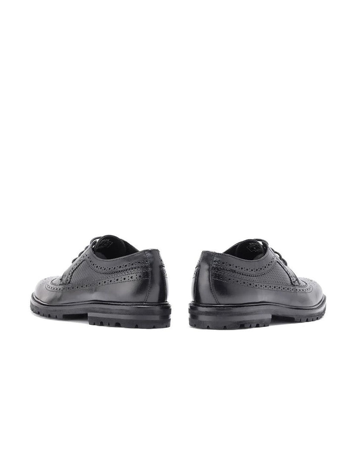 RARE RABBIT Men Textured Round Toe Leather Formal Brogues