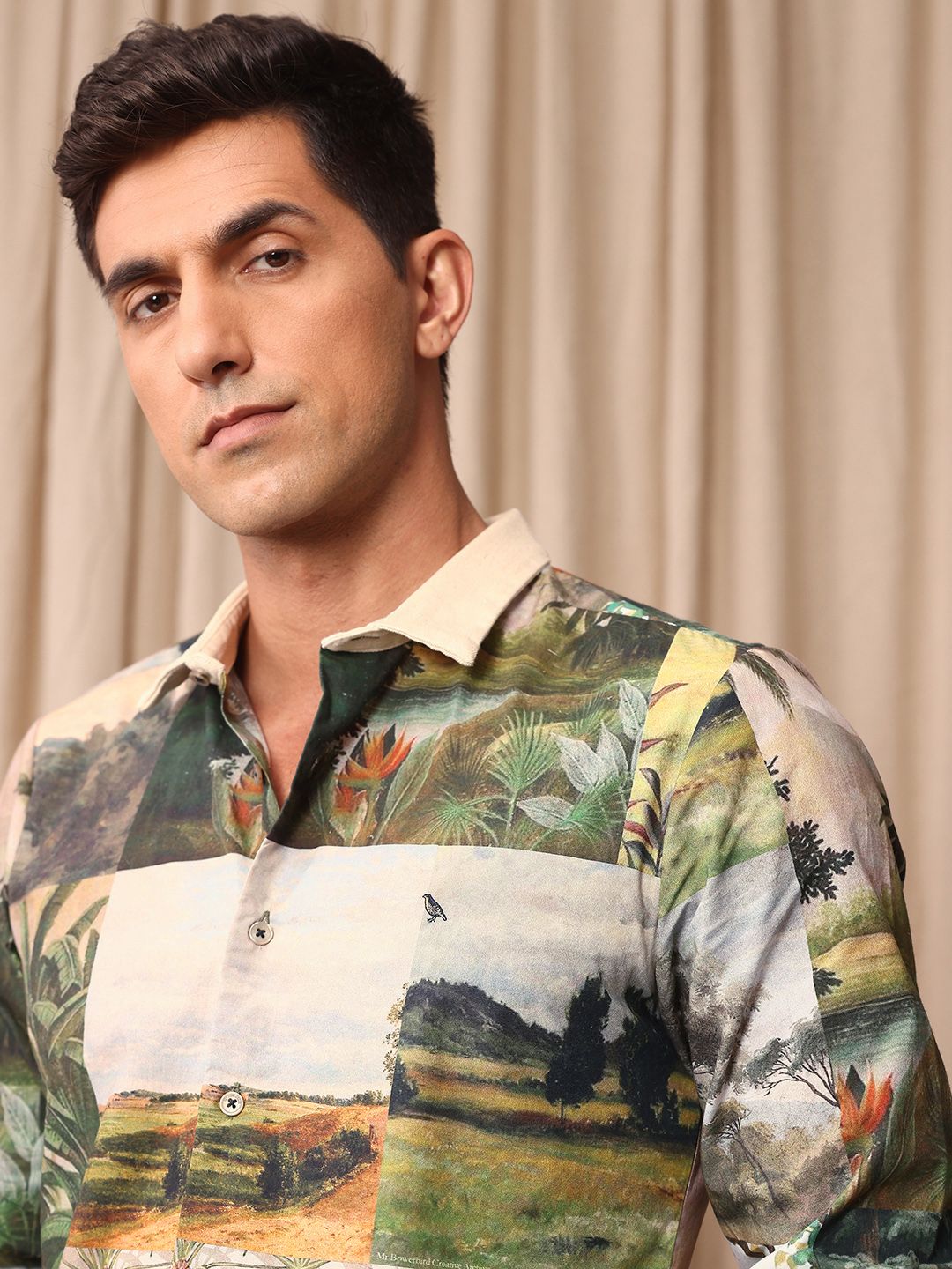 Mr Bowerbird Pure Cotton Tailored Fit Printed Casual Shirt