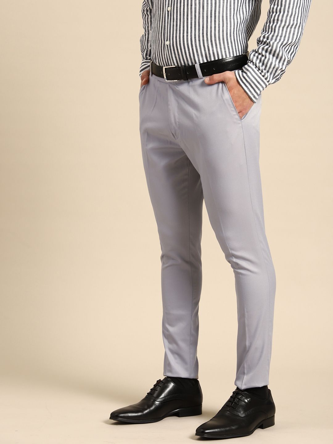 DENNISON Men Smart Tapered Fit Formal Trousers