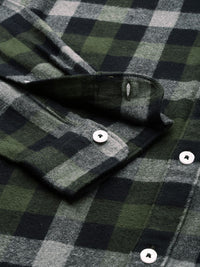 THE BEAR HOUSE Men Olive Green & Grey Slim Fit Checked Flannel Casual Shirt