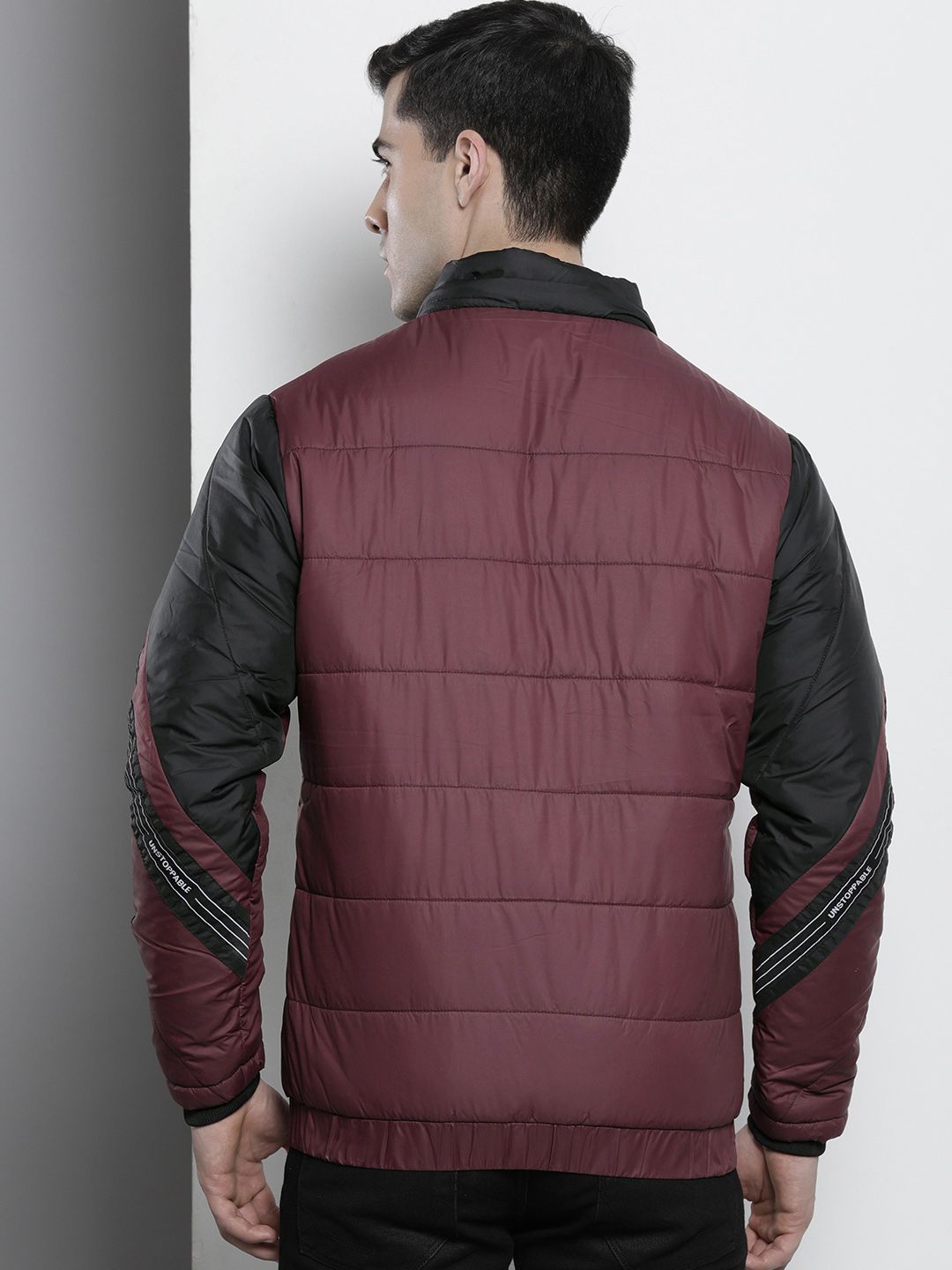 The Indian Garage Co Men Colourblock Zip-Front Hooded Puffer Jacket