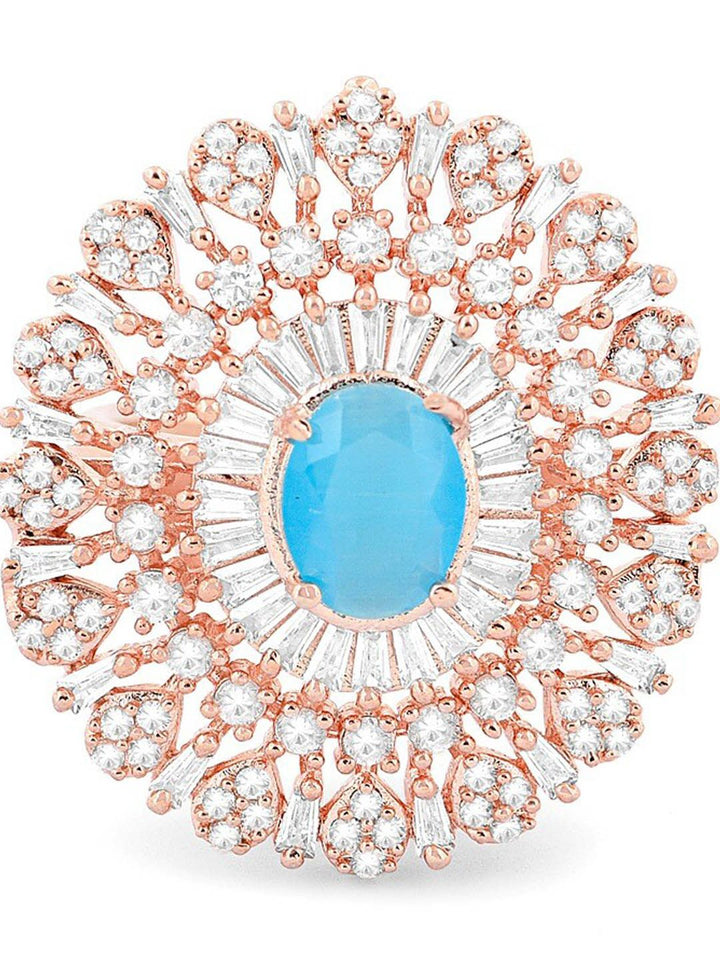 Cincin Jari Boleh Laras Zaveri Pearls Rose Saduran Emas CZ