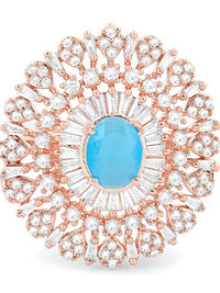 Cincin Jari Boleh Laras Zaveri Pearls Rose Saduran Emas CZ