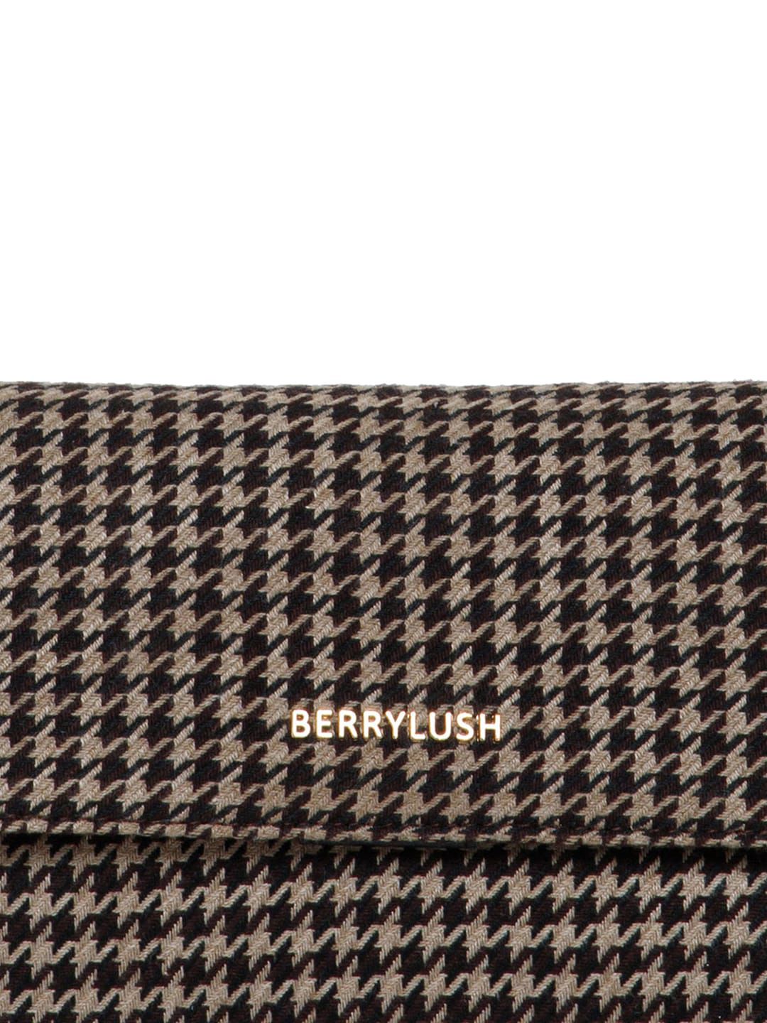 Berrylush Brown Self Design Structured Sling Bag