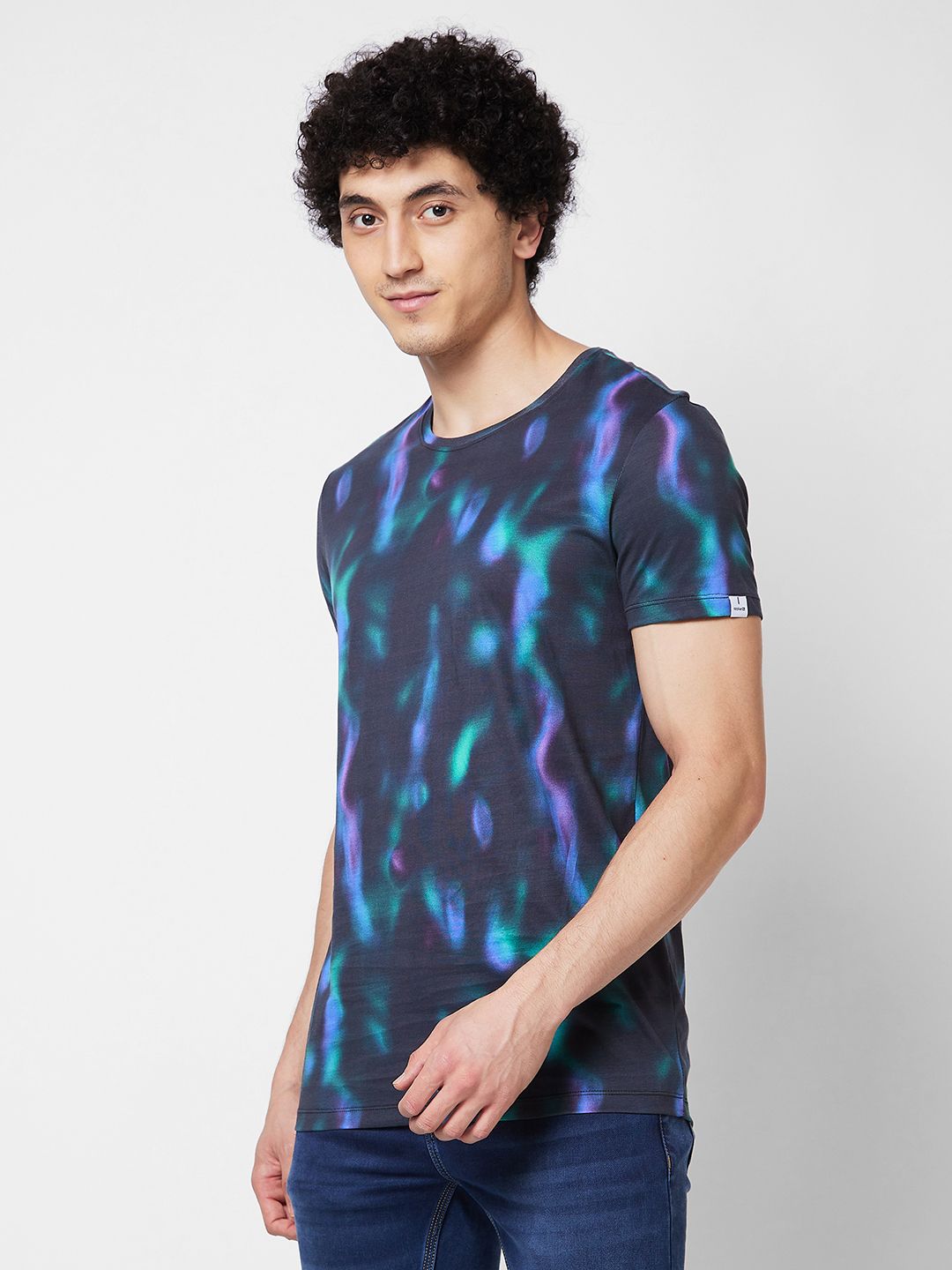 SPYKAR Round Neck Short Sleeves Floral Printed Slim Fit Cotton T-shirt