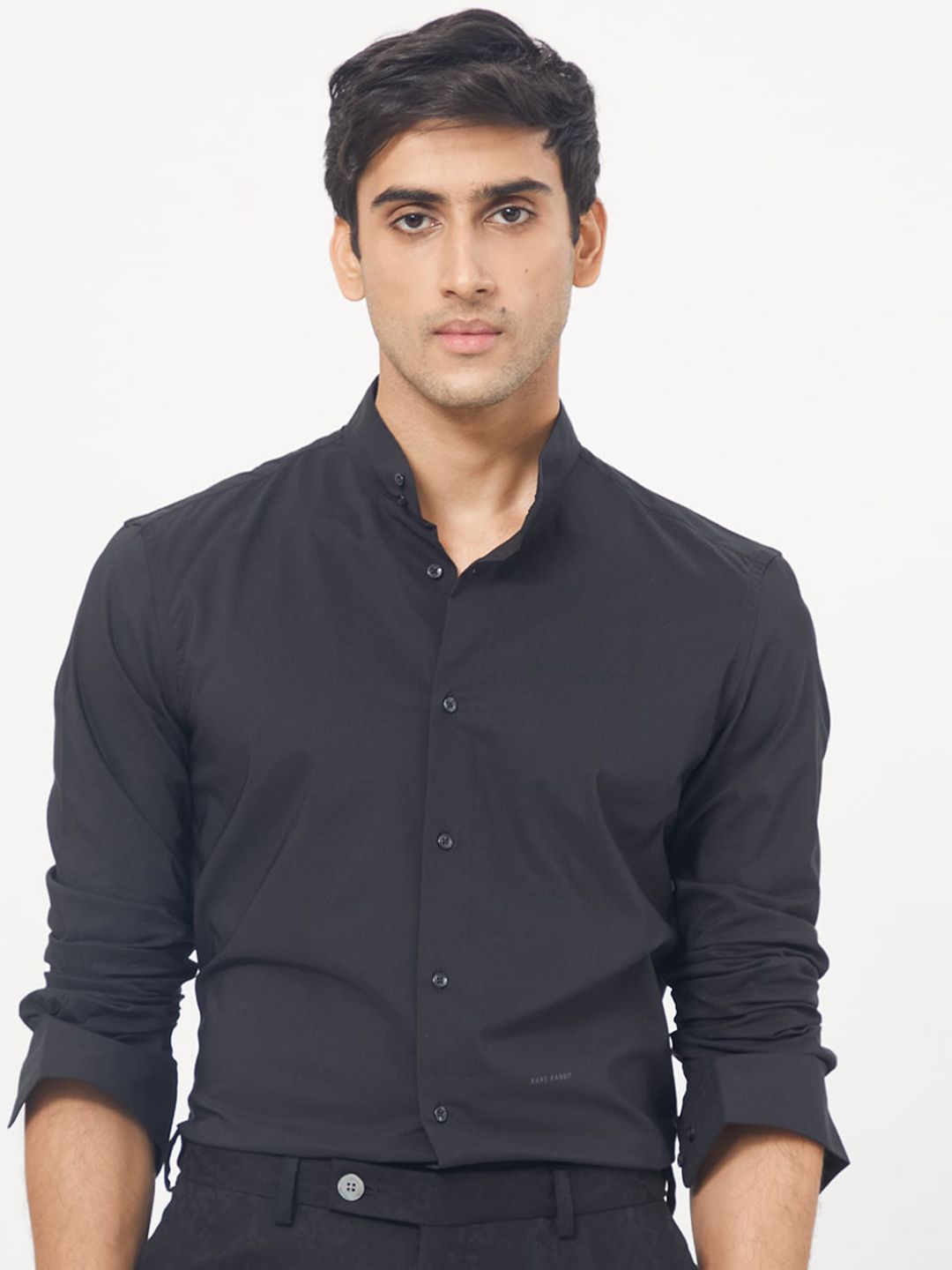 RARE RABBIT Men Coxx Slim Fit Mandarin Collar Shirt