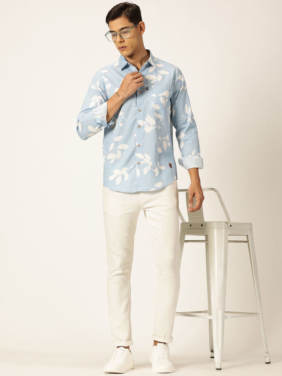 Thomas Scott Premium Slim Fit Opaque Cotton Printed Casual Shirt