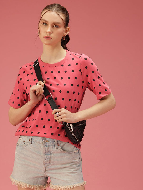 DressBerry Polka Dot Printed Pure Cotton T-shirt