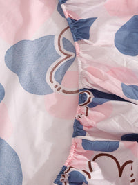 KLOTTHE Pink Floral Polycotton 300 TC Fitted King Fine Bedsheet with 2 Pillow Covers-96 x 89 inches
