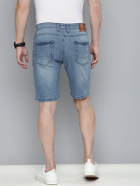The Indian Garage Co Men Blue Washed Slim Fit Denim Shorts