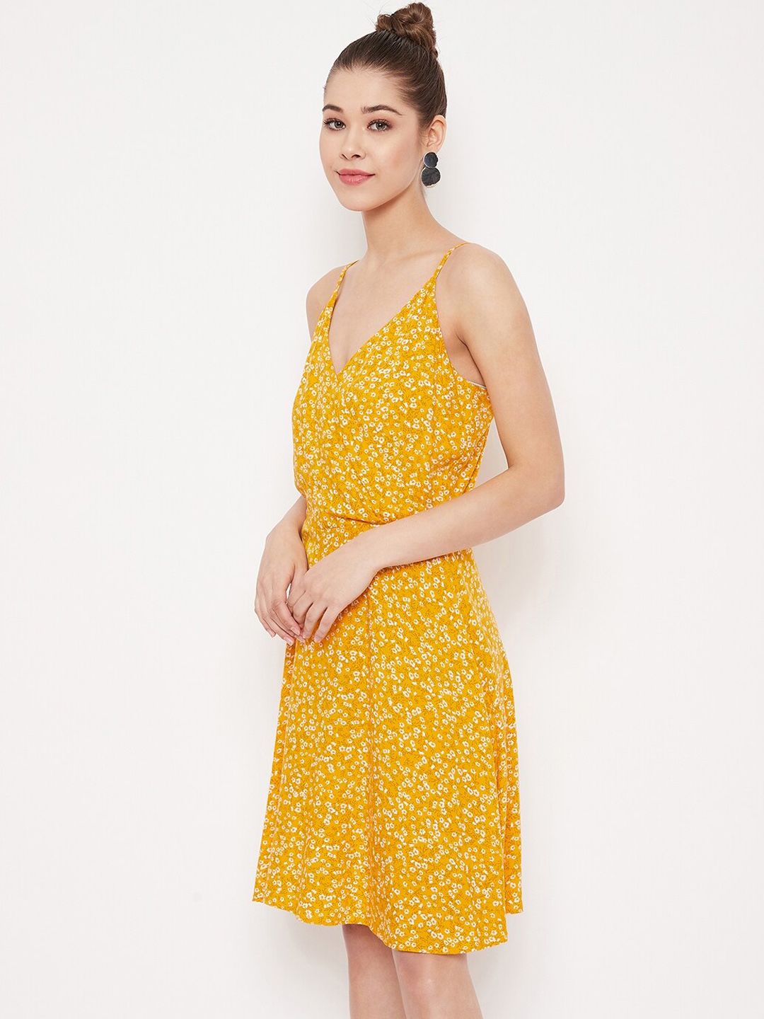Berrylush Women Yellow Printed A-Line Dress