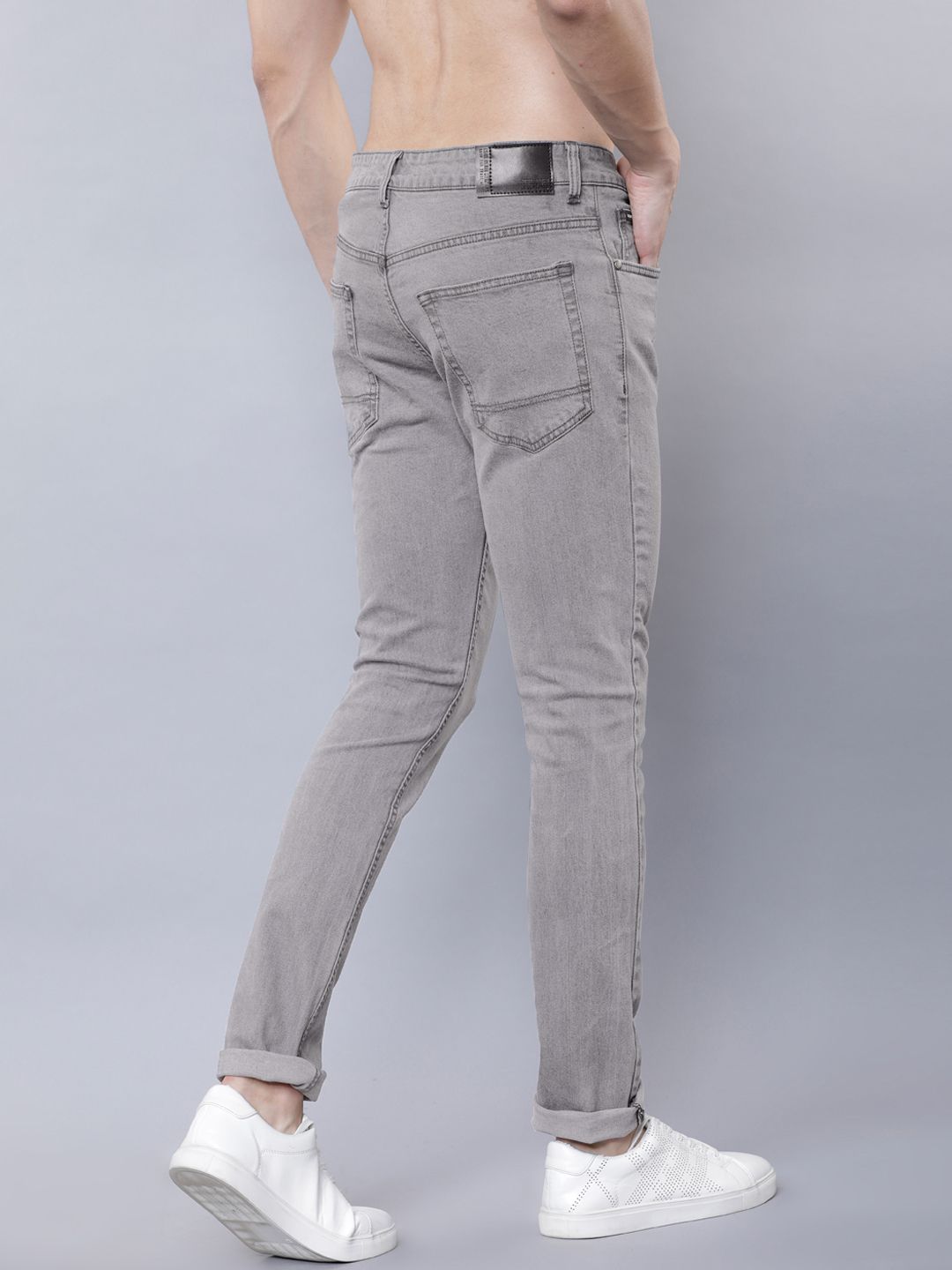 HIGHLANDER Men Grey Slim Fit Mid-Rise Clean Look Stretchable Jeans