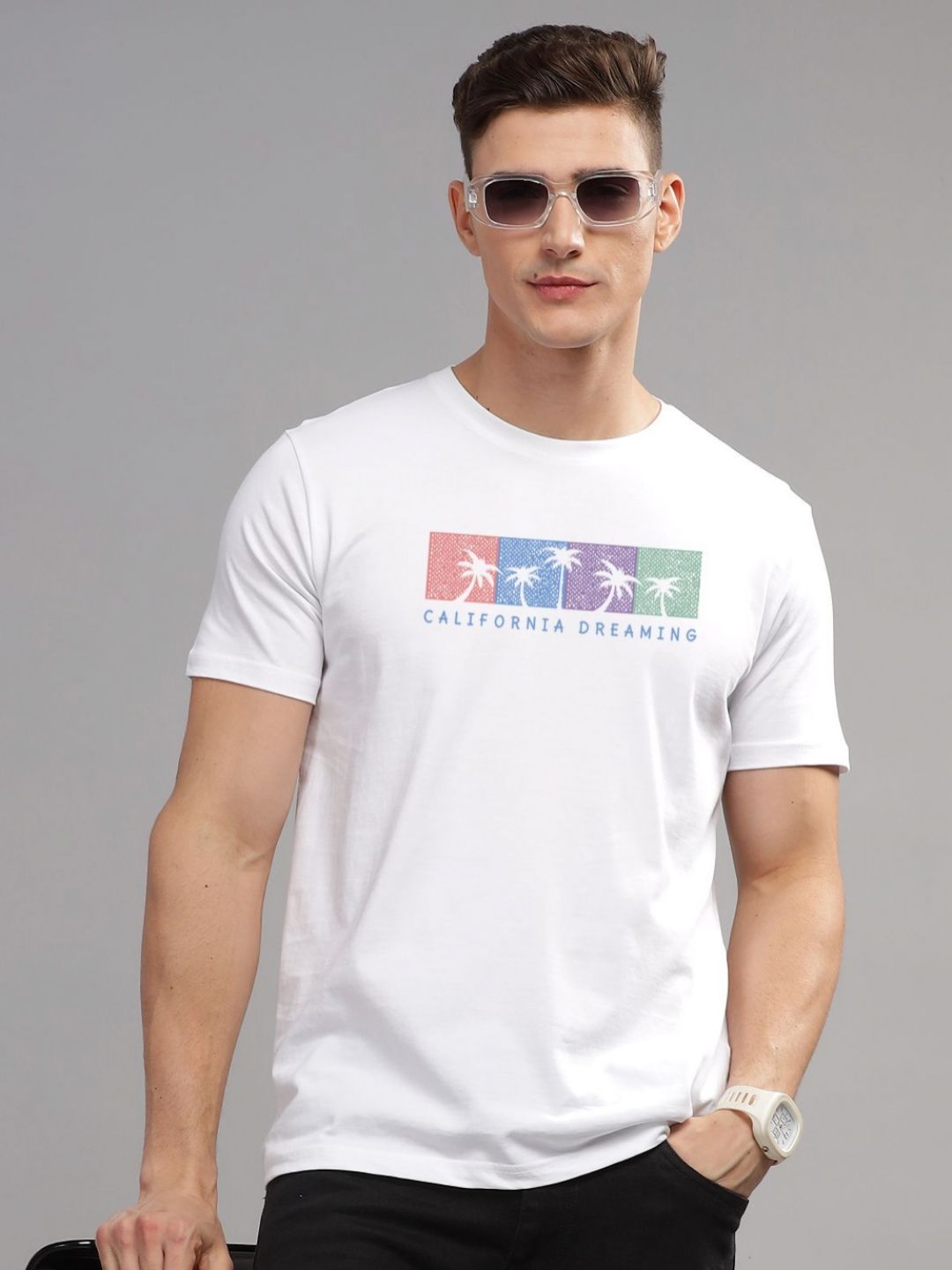 ADRO Typography Printed Round Neck Pure Cotton T-shirt