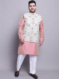 SOJANYA PLUS Ethnic Motifs Woven Design Kurta With Pyjamas & Nehru Jacket