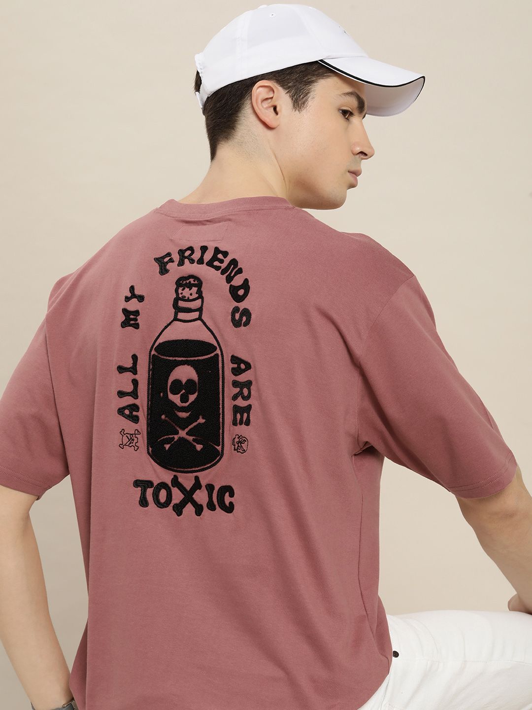 Difference of Opinion Men Graphic Embroidered Oversized T-shirt