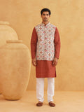 SOJANYA Men Floral Printed Kurta With Pyjamas & Nehru Jacket