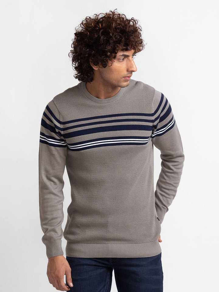 SPYKAR Pure Cotton Striped Pullover Sweaters