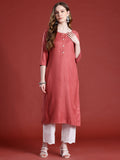 Anouk Striped Sequined Straight Kurta