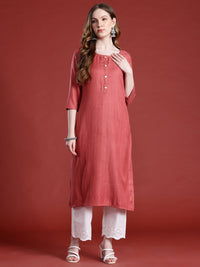 Anouk Striped Sequined Straight Kurta