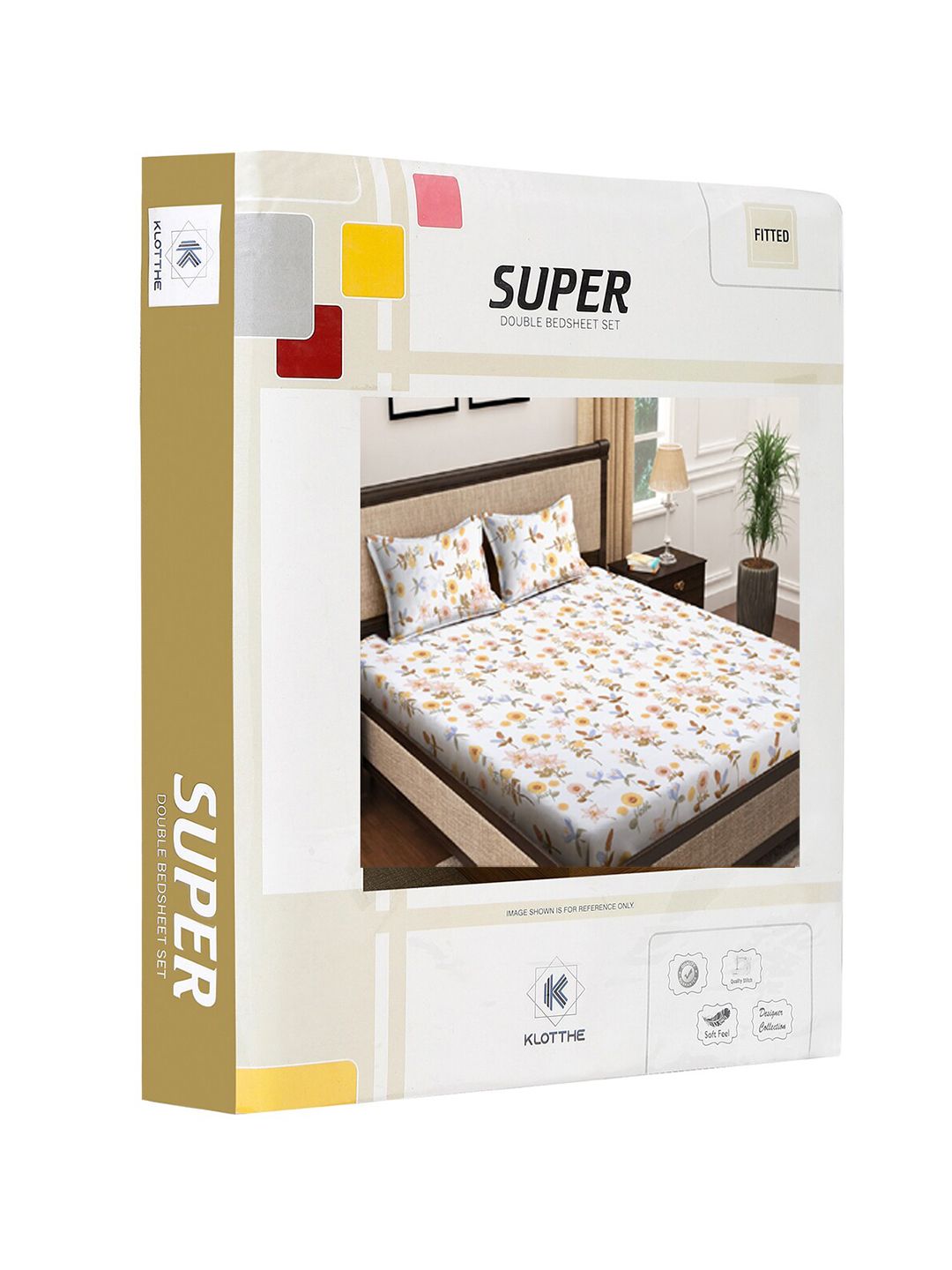 KLOTTHE Genoa White Floral Polycotton 300 TC Dilengkapi Cadar King Halus dengan 2 Sarung Bantal-98 x 87 inci