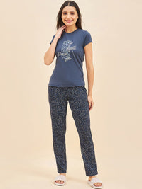 Sweet Dreams Blue Printed Pure Cotton 3 Piece Night Suit Set