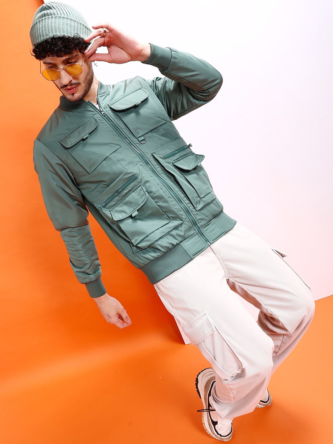 The Indian Garage Co Men Solid Regular Fit Varsity Bomber Jacket