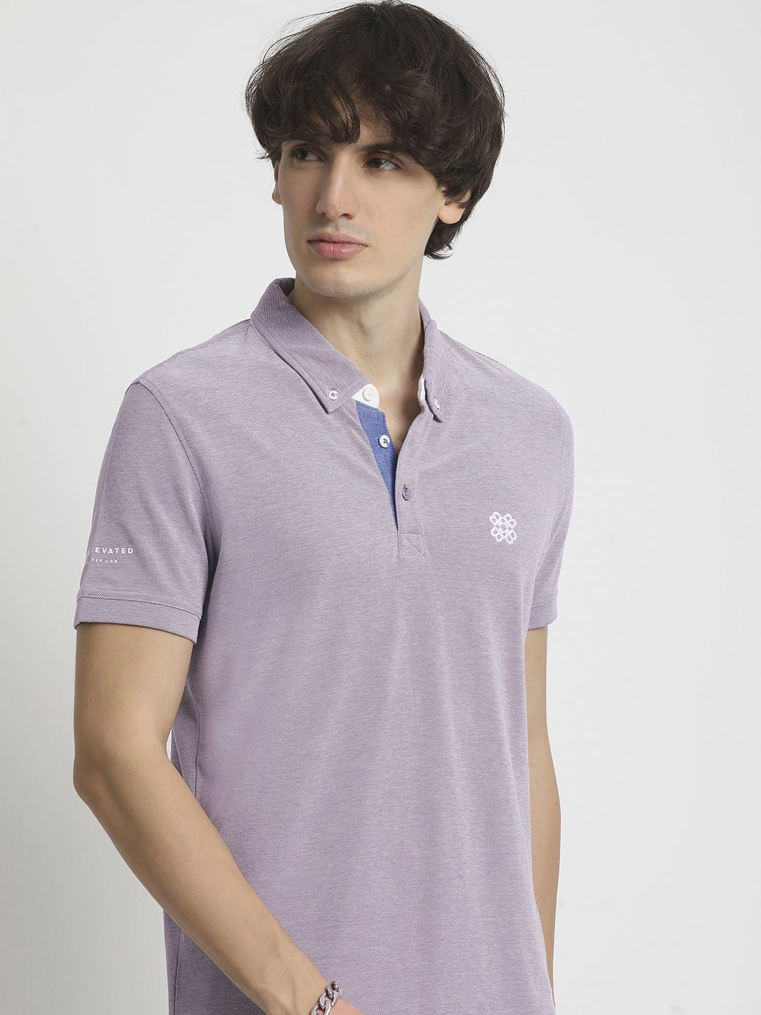 THE BEAR HOUSE Men Solid Polo Collar Regular Fit Pure Cotton T-shirt